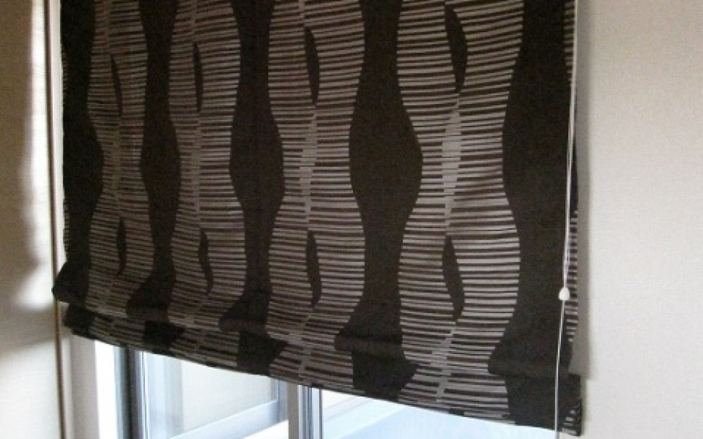 大きい窓に映える大柄のプレーンシェード